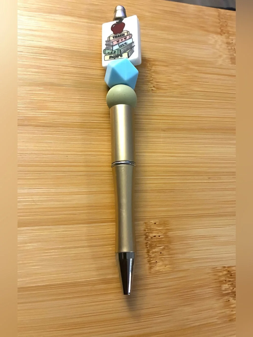 Teach Love Inspire Beaded Goldtone Pen